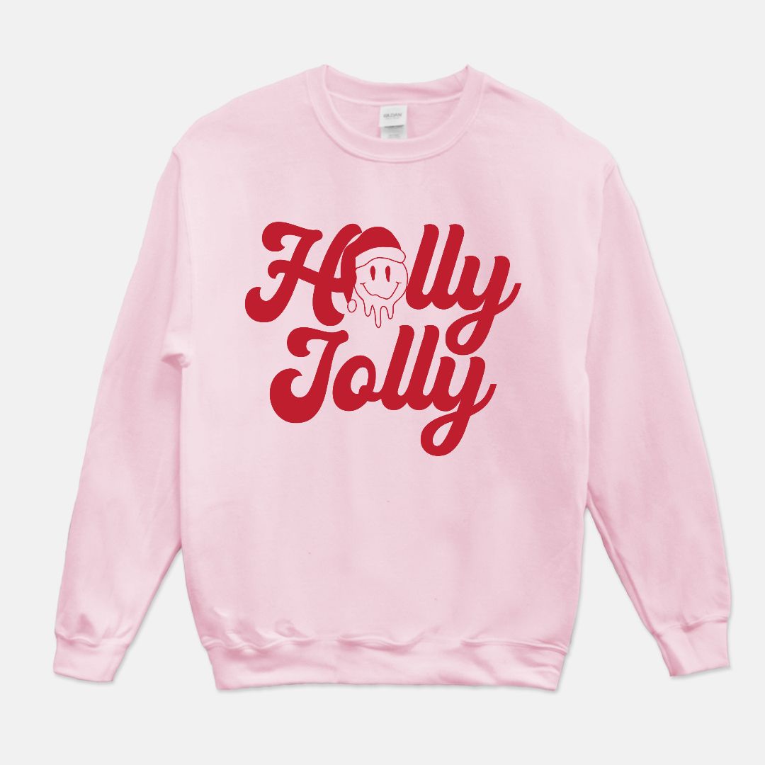 Holly Jolly Melting Smiley Christmas Unisex Crew Neck Sweatshirt SipHipHooray