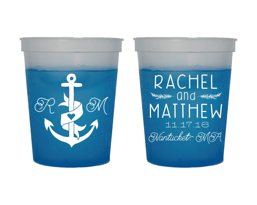 Nautical Anchor Wedding Color Changing Cups #1453