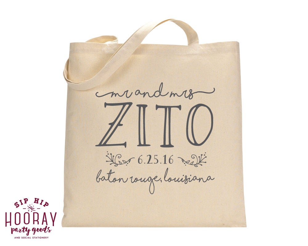 Canvas Tote Bag with Last Name 1480