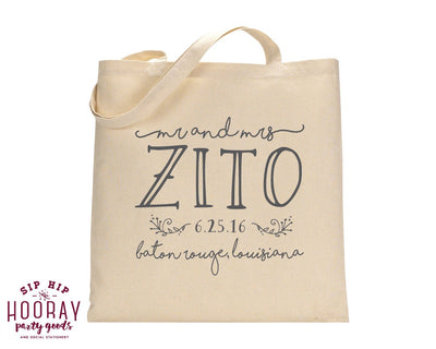 Canvas Tote Bag with Last Name 1480