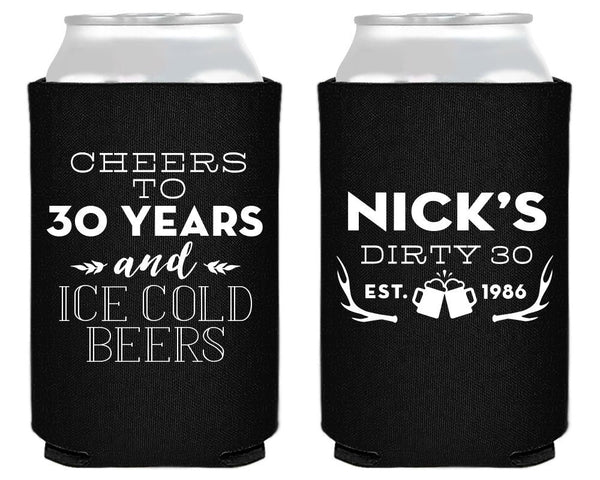 Pole Dirty Thirty Birthday Full Color Slim Can Coolers