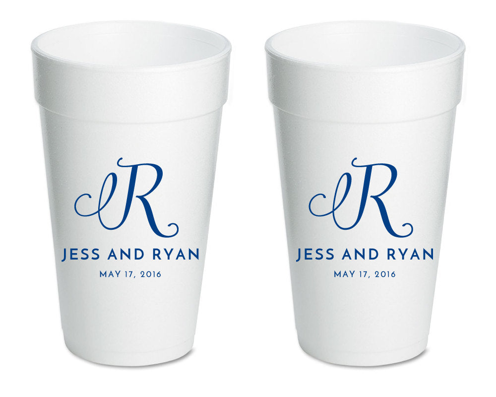 Monogrammed Party Foam Cups #1571