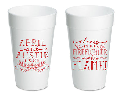 Fireman Wedding Foam Cups  #1574