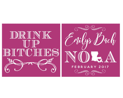 "Drink Up Bitches" New Orleans Bachelorette Neoprene Can Coolers, #1666