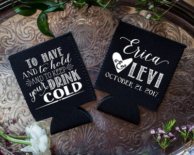 To Have and To Hold Neoprene Wedding Can Coolers, #1853