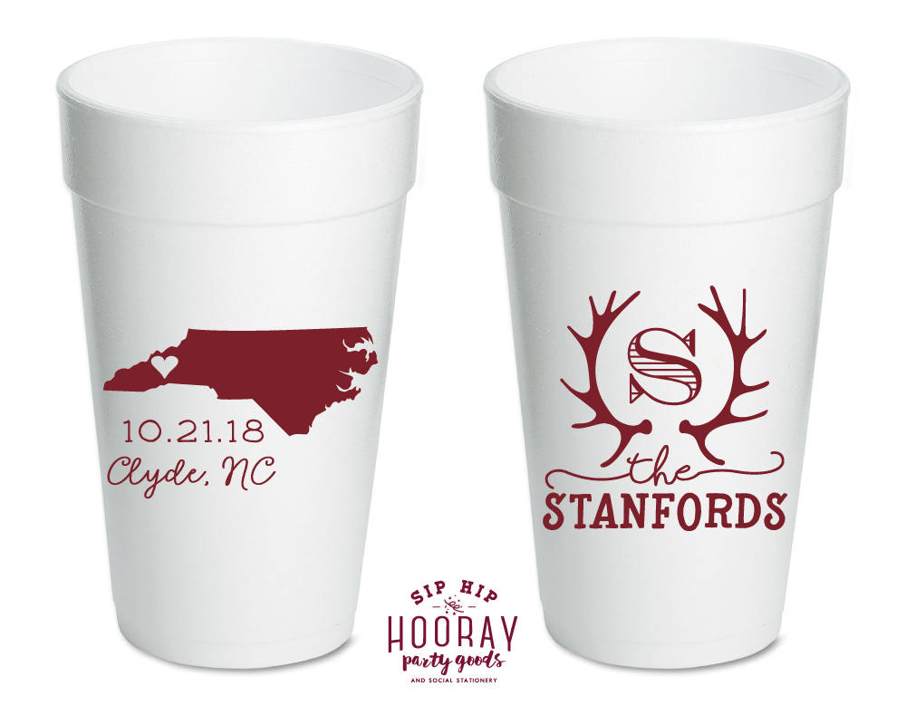 Rustic Deer Antler Foam Cups #1885