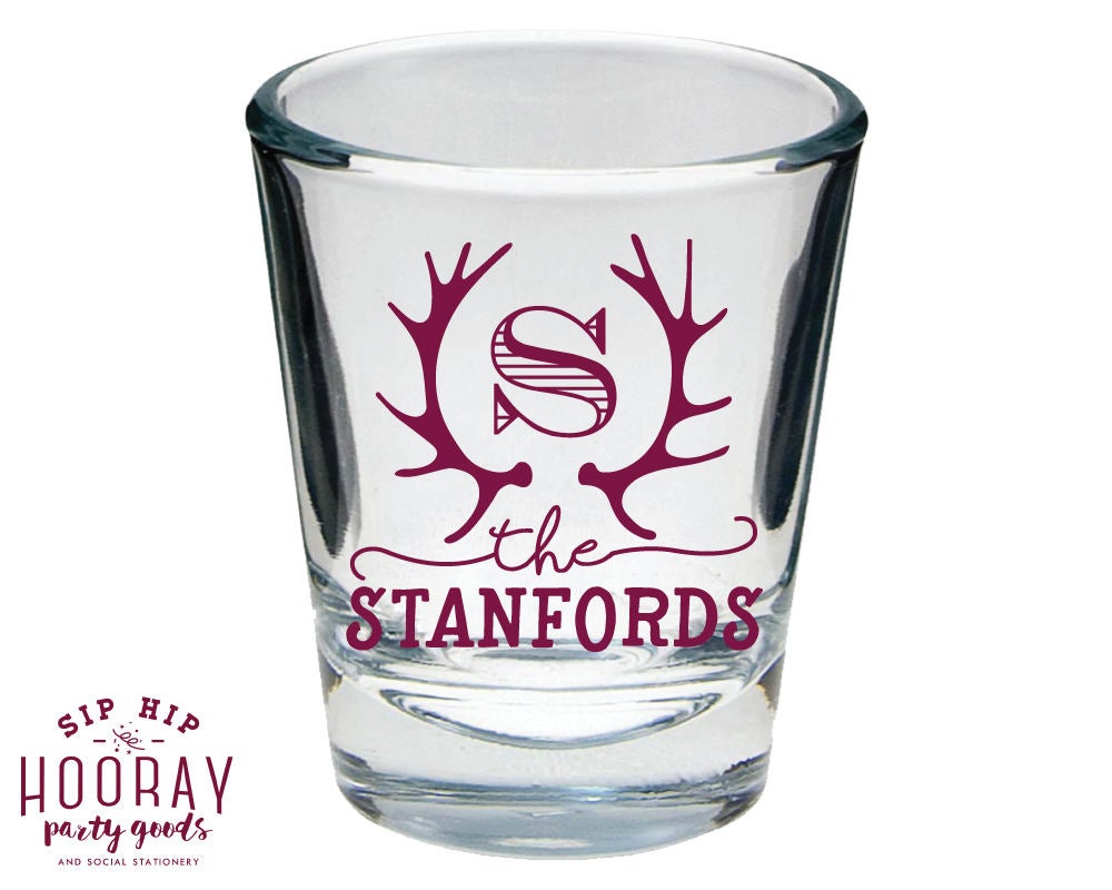 Rustic Antler Wedding Shot Glasses #1885