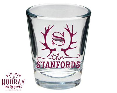 Rustic Antler Wedding Shot Glasses #1885