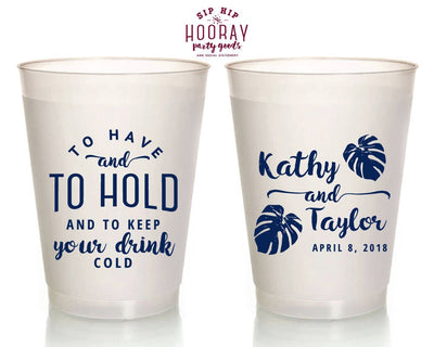 Tropical Leaf Wedding Frosted Cups #1824