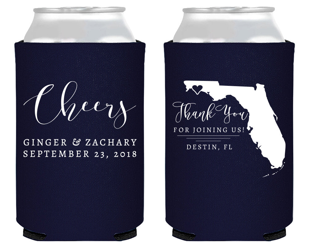 Cheers State Neoprene Wedding Can Coolers, #1891