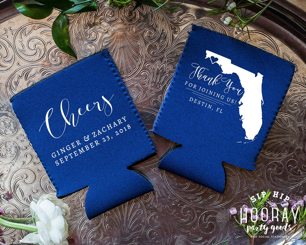 Cheers State Neoprene Wedding Can Coolers, #1891