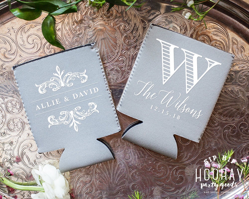 Custom Monogram Wedding Neoprene Can Coolers, #1892