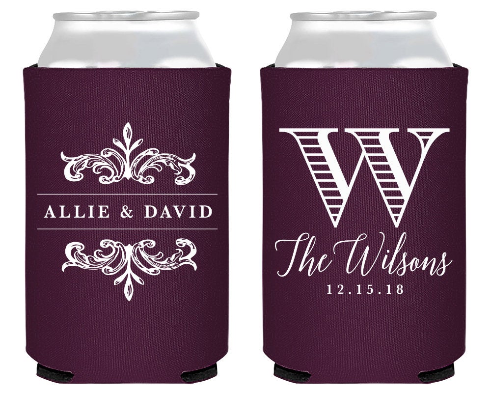 Custom Monogram Wedding Neoprene Can Coolers, #1892