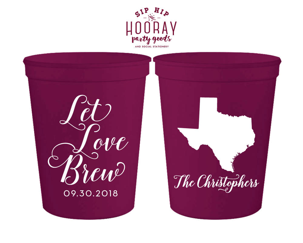 Let Love Brew Wedding Stadium Cups, #1868