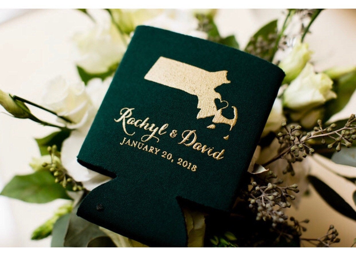 Personalized State Wedding Favor Can Coolers