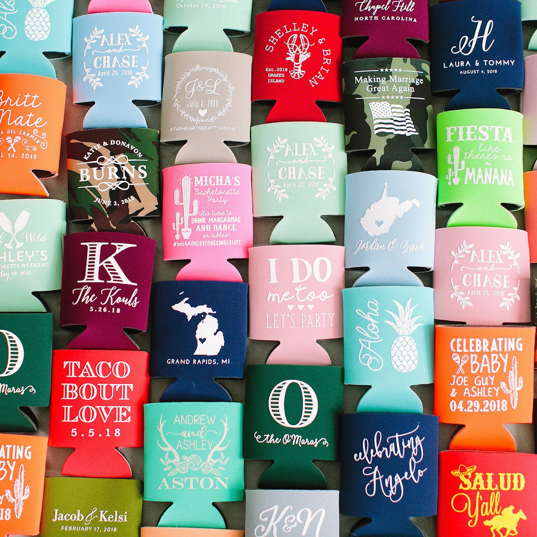 Personalized Cheers Y'all Wedding Can Cooler – Style #330 – Fall