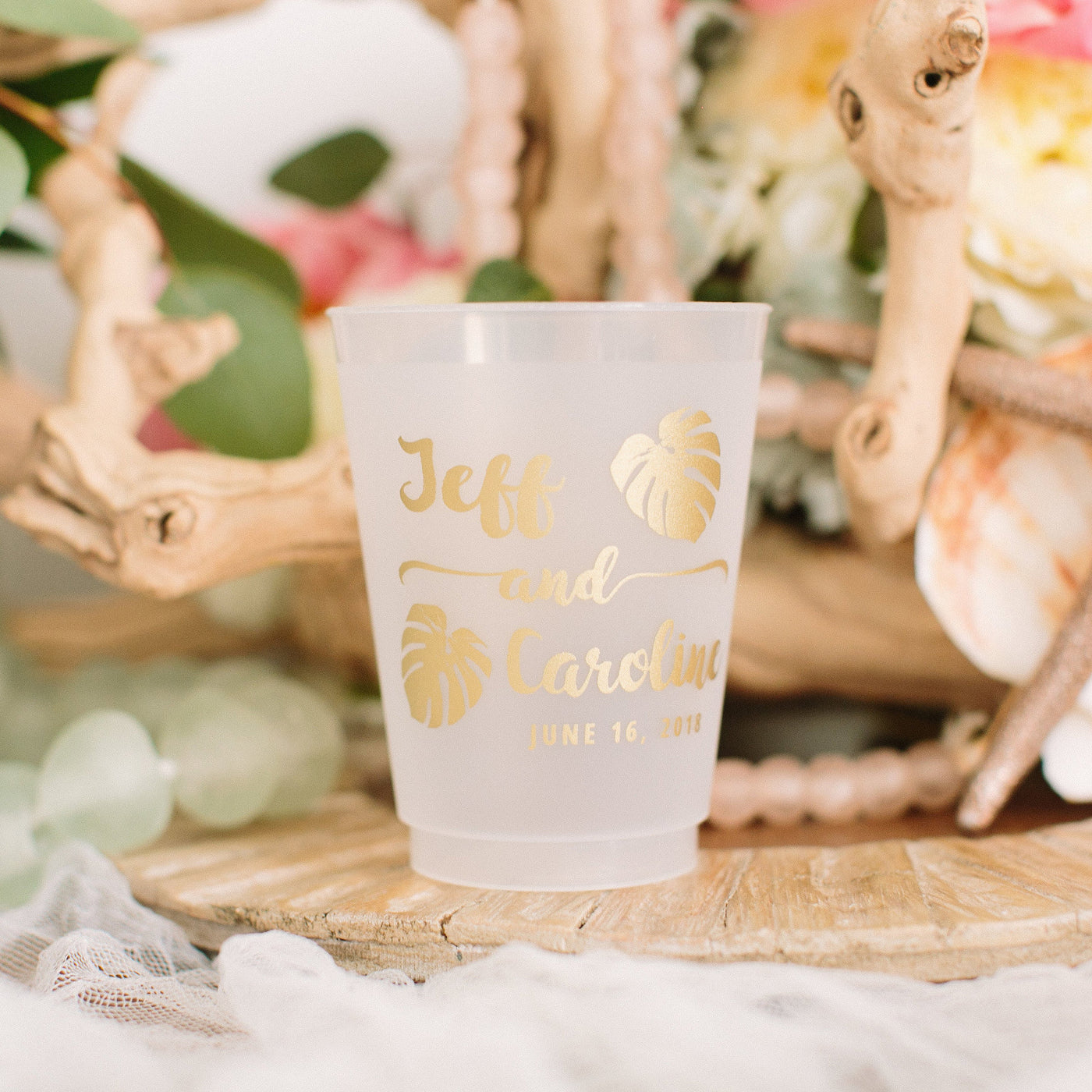 Tropical Leaf Wedding Frosted Cups #1824