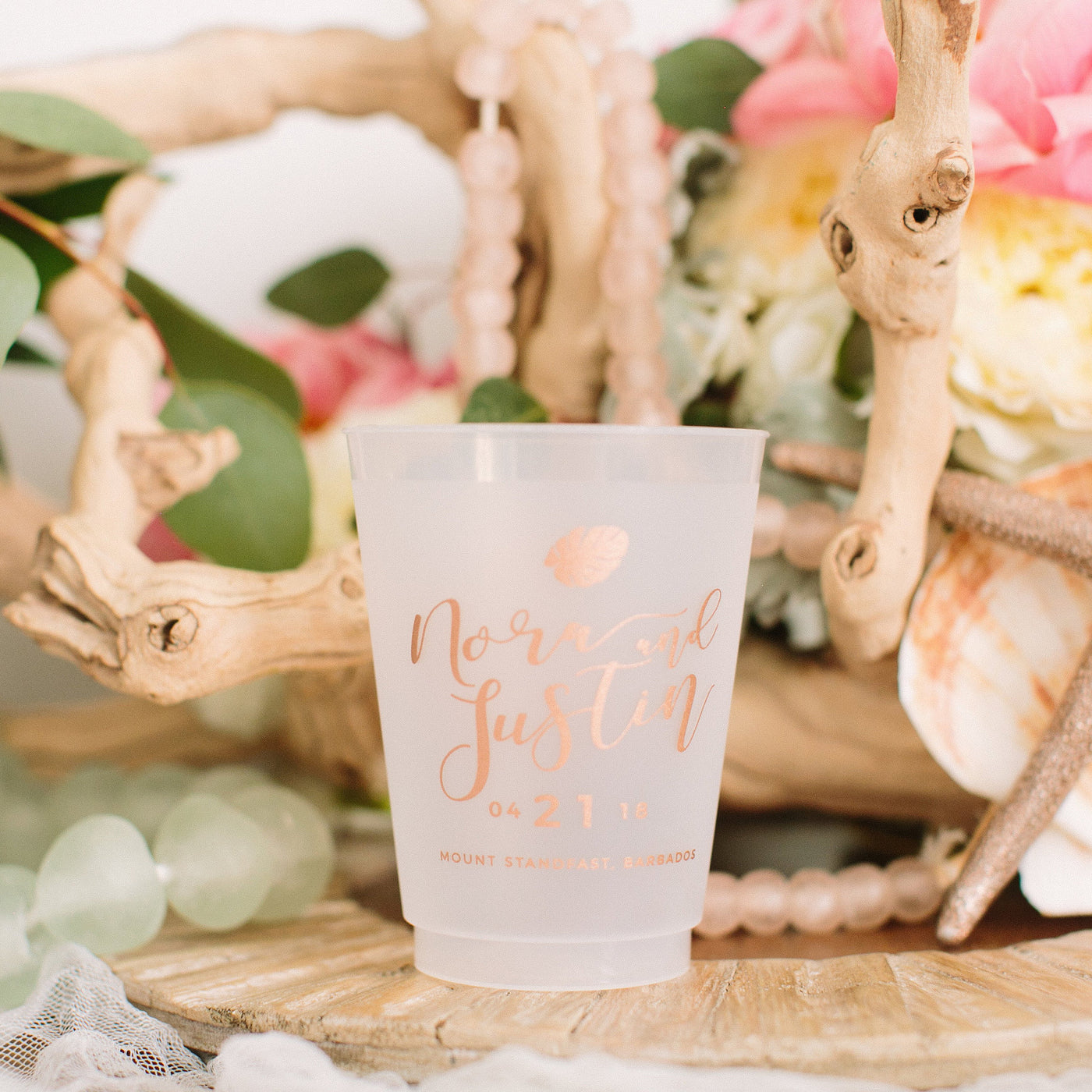 Last Name Initial Wedding Frosted Cups, #1935