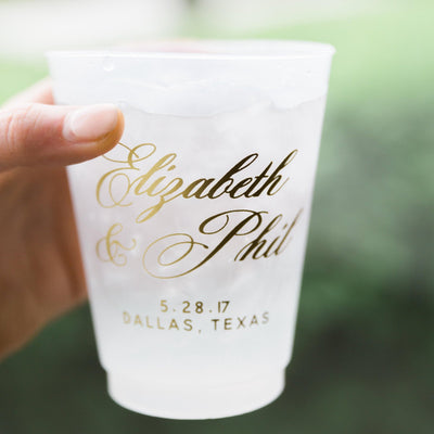 Custom Monogrammed Wedding 16oz Frosted Cups Reusable Wedding Favors