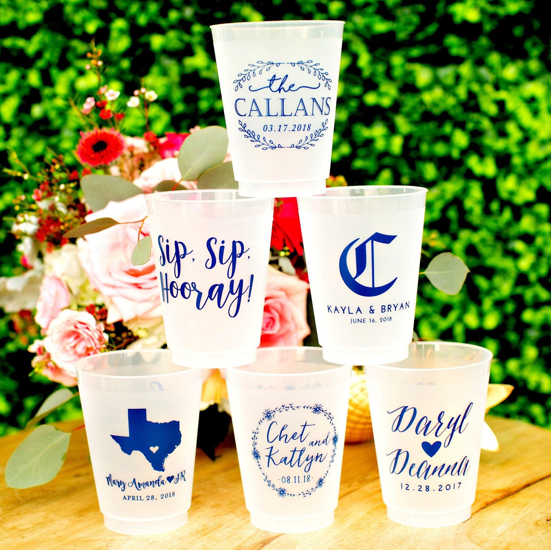 Modern Last Name Frosted Cups – SipHipHooray