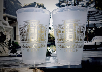 Custom Wedding Venue Sketch 14oz Frosted Cups