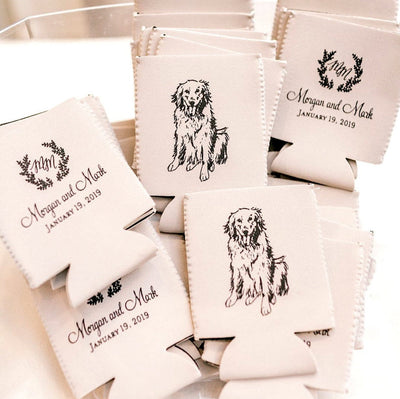 Neoprene Hand-Drawn Pet Sketch Wedding Can Coolers