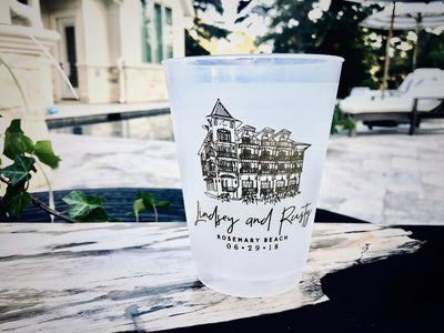 Custom Wedding Venue Sketch 14oz Frosted Cups