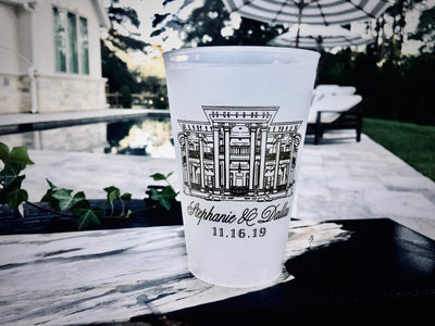 Custom Wedding Venue Sketch 14oz Frosted Cups