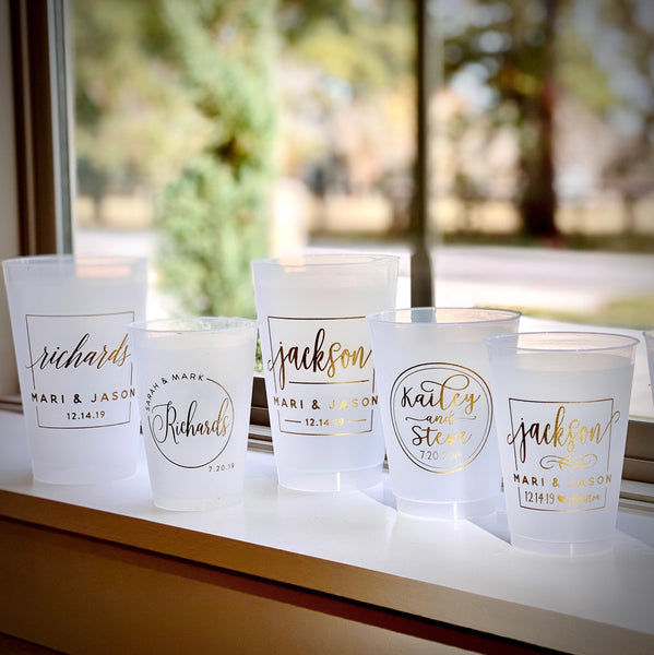 Personalized Wedding 16oz Frosted Cups #1962 – SipHipHooray