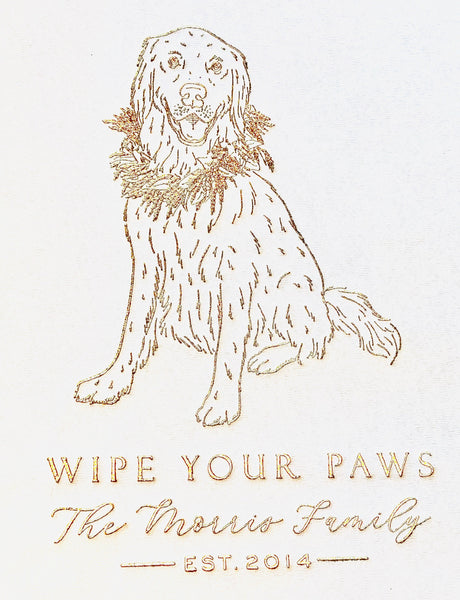 Golden Retriever dog Welcome Mat by Sketch and Paws