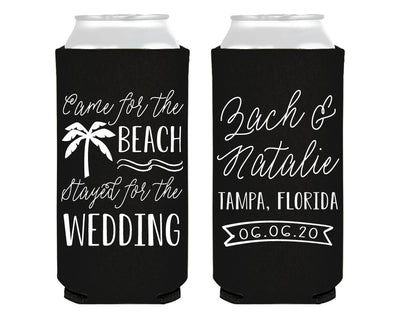 Came for the Beach, Stayed for the Wedding Foam Slim Can Cooler #0131