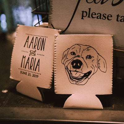 Neoprene Hand-Drawn Pet Sketch Wedding Can Coolers