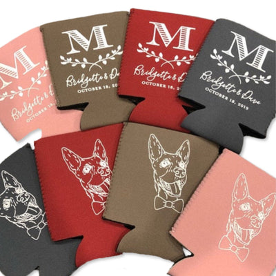 Neoprene Hand-Drawn Pet Sketch Wedding Can Coolers