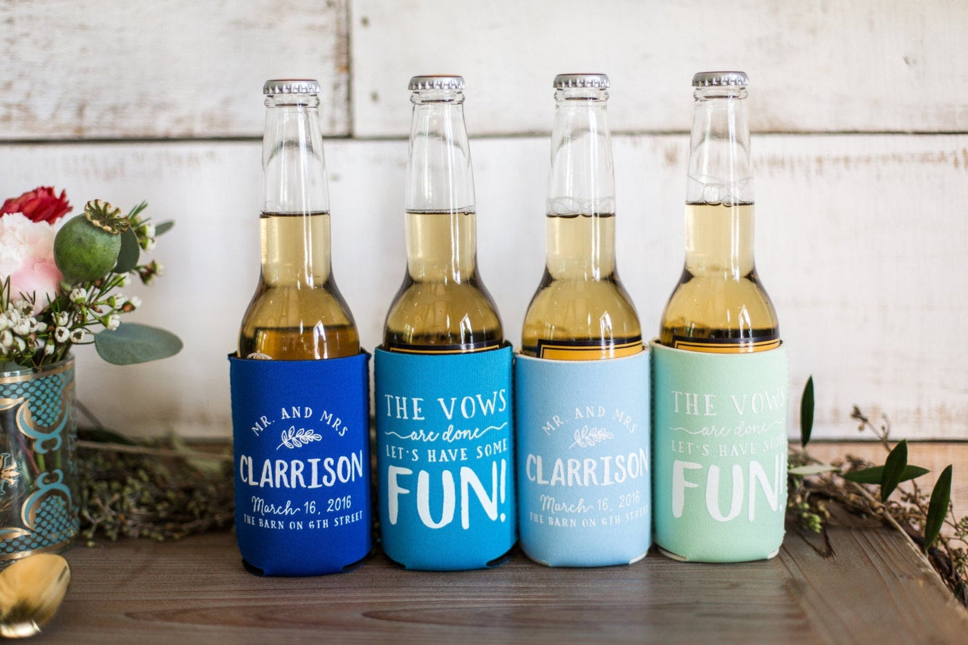 Vows are Done Let's Have Some Fun Neoprene Wedding Custom Can Coolers, #1419