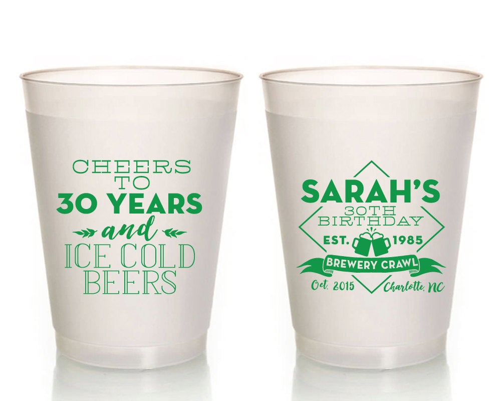 Cheers to 30 Years Frosted Party Cups, #1143