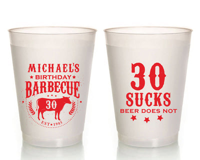 BBQ Birthday Frosted Party Cups, #1016