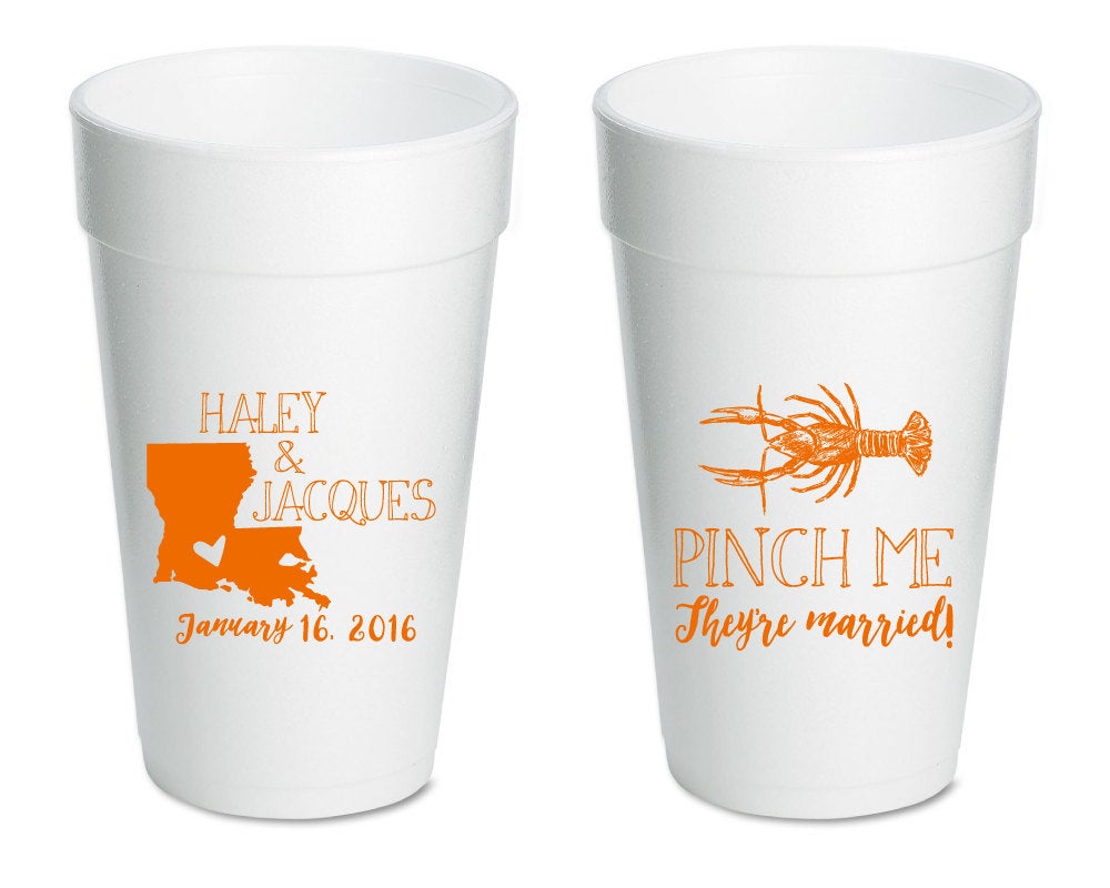 Pinch Me There Married Crawfish Louisiana Wedding Mudbug Cajun Foam Cup 1339