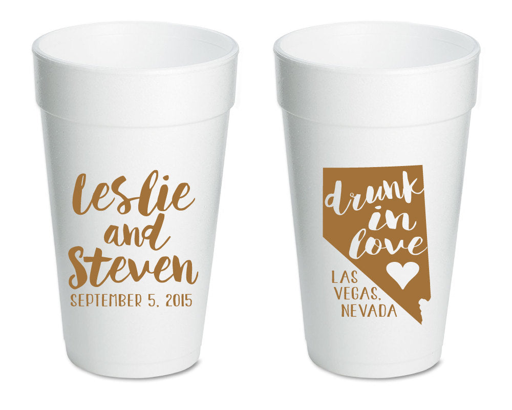 Drunk in Love State Wedding Foam Cups #1026