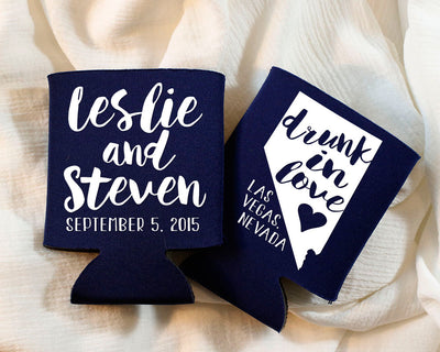 Drunk in Love State Wedding Can Cooler Design #1026