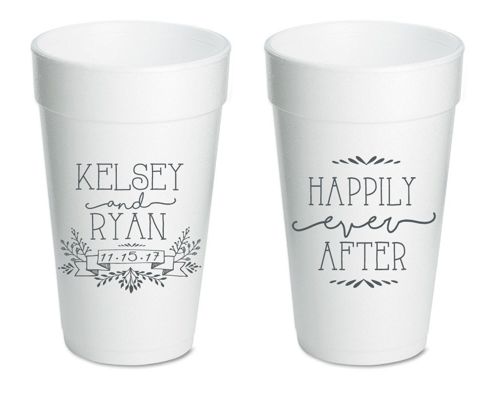 Happily Ever After Wedding Foam Cups #1377