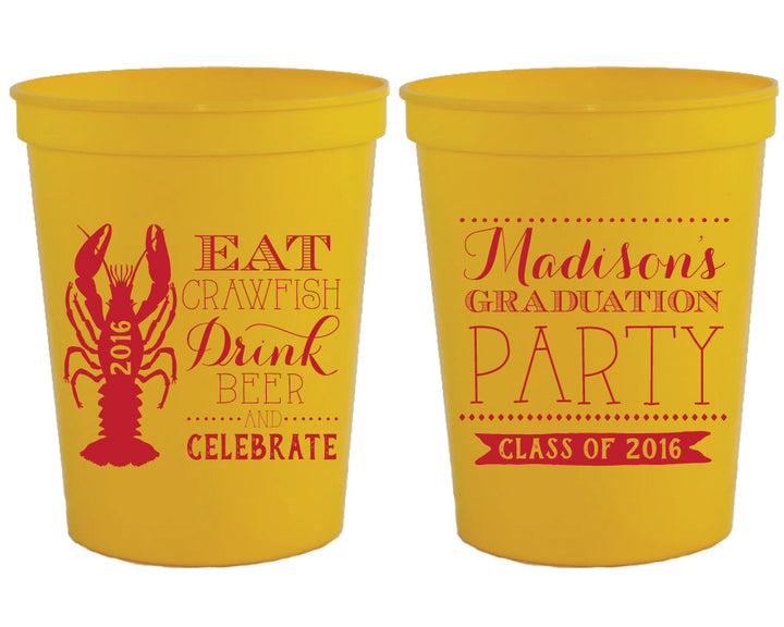 Eat Crawfish, Drink Beer, Be Happy, Personalized Foam Drinking Cups, New Orleans Wedding, Cajun buy Wedding, Styrofoam Cups (335)