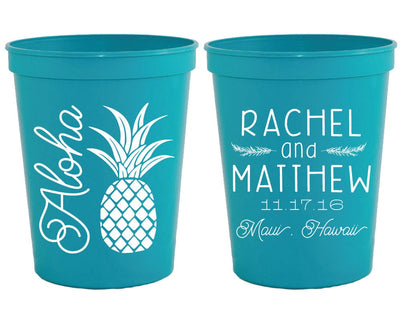 Aloha Pineapple Wedding Stadium Cups #1450